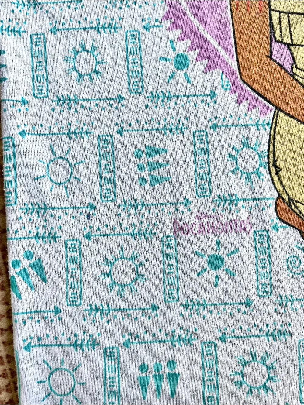 Vintage Pocahontas 90s Nightgown Long Dress Disney Teal White Used Size 10 L - Picture 5 of 10
